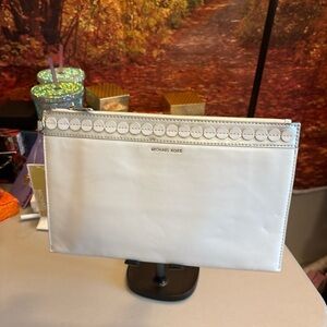 Michael Kors Cream Clutch with Embossed Logo